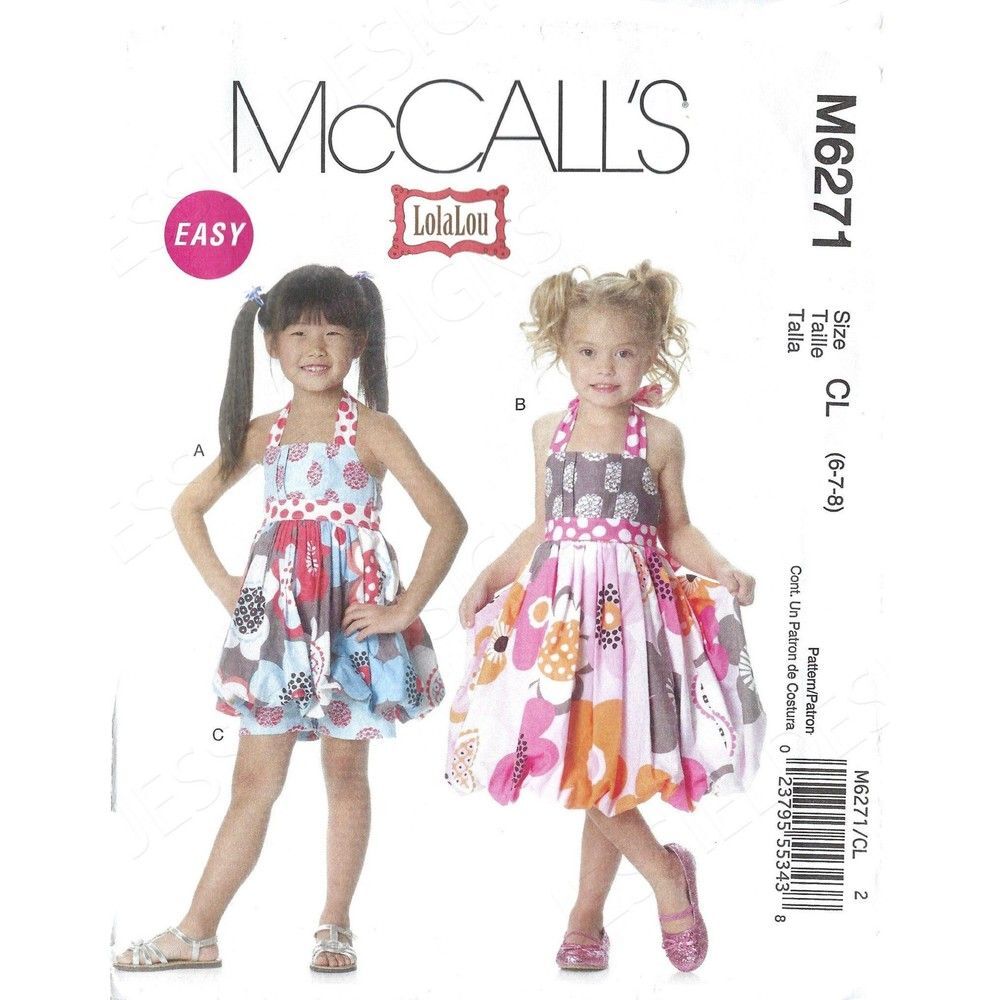 McCalls pattern 6271 Easy Girls dress, top shorts sundress, top  SZ 2 3 4 5
